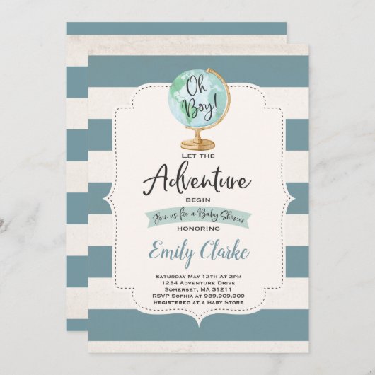 Adventure commence l'Baby shower Invitation Carte (Devant / Derrière)
