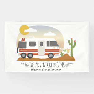 Adventure Desert Motorhome Neutraal Baby shower Spandoek