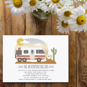 Adventure Desert  RV Neutraal Baby shower Kaart