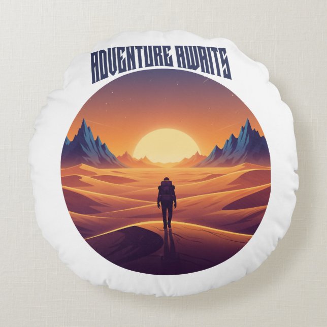 Adventure Desert T-shirt — Chasing Dunes & Desert  Rond Kussen (Voorkant)