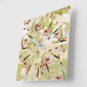 Adventure Ditsy Ladybirds Square Wall Clock Vierkante Klok (Hoek)