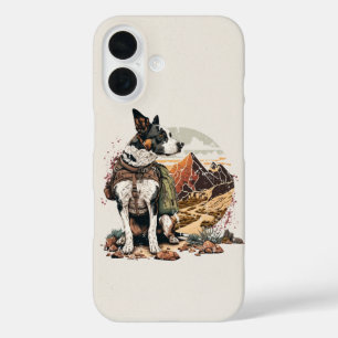 Adventure Dog Hiking Mountain Telefoonhoes iPhone 16 Hoesje