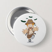 Adventure Explorer Kid Running from Bats Ronde Button 7,6 Cm (Voorkant /achterkant)