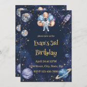 Adventure Galaxy Birthday Invitation | Astronaut (Devant / Derrière)