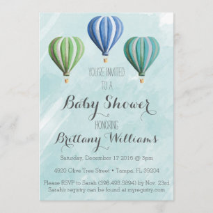 Adventure Hot Air Ballon Baby shower Invitation Kaart