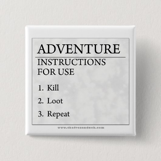 Adventure-instructies Vierkante Button 5,1 Cm (Voorkant)