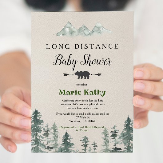 Adventure Long Distance Baby shower Invitation Kaart
