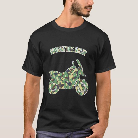 Adventure Motorcycle Biker Off Road Rider Camoufla T-shirt (Voorkant)