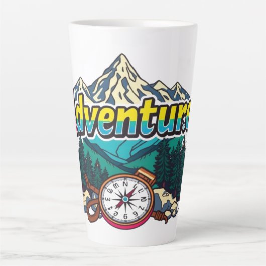 Adventure Mountain – Outdoor Hiking Nature Design Latte Mok (Voorkant)