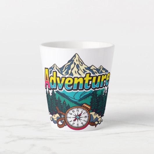 Adventure Mountain – Outdoor Hiking Nature Design Latte Mok (Voorkant)