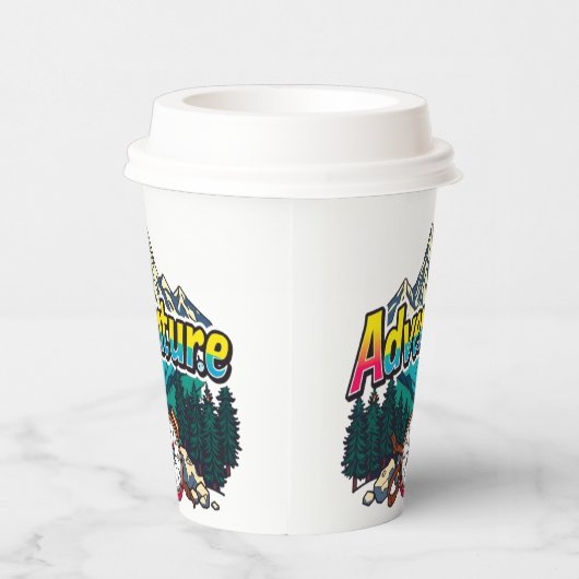 Adventure Mountain – Outdoor Hiking Nature Design Papieren Bekers (Rechts)