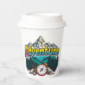 Adventure Mountain – Outdoor Hiking Nature Design Papieren Bekers (Voorkant)