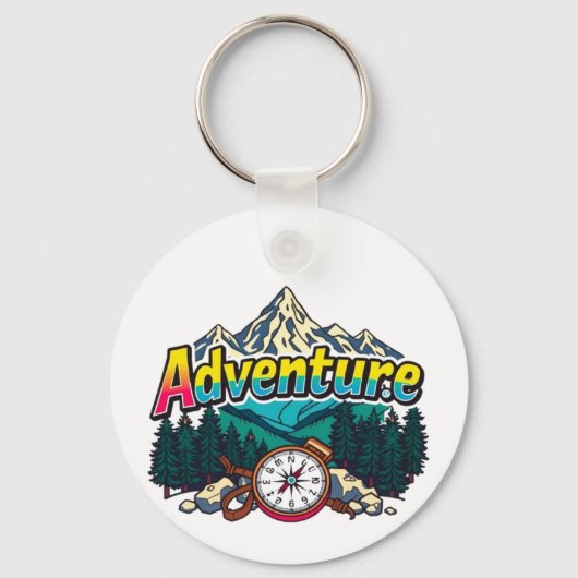 Adventure Mountain – Outdoor Hiking Nature Design Sleutelhanger (Voorkant)
