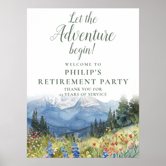 Adventure Mountain Retirement Party Welcome Sign Poster (Voorkant)