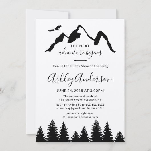Adventure Mountains Forest Baby shower Invitation (Devant)