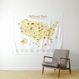 Adventure National Park Kaart Woodland Nursery Wandkleed