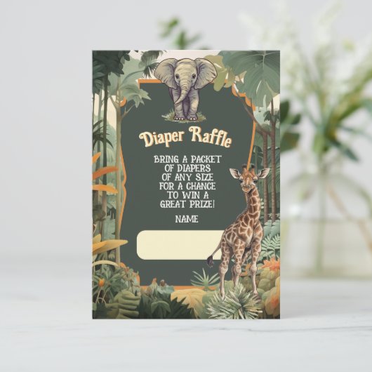 Adventure Oerwoud Animals Douche Luier Raffle Kaart (Staand voorkant)