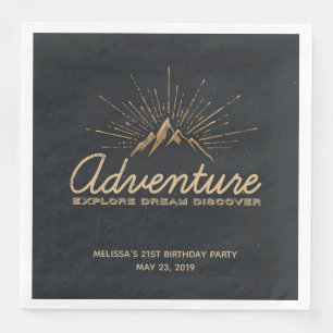 Adventure onderzoekt Dream Discover Typografie Servet