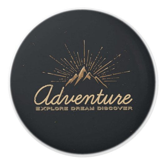 Adventure Ontdek Dream Discover Typografie Keramische Knop (Voorkant)