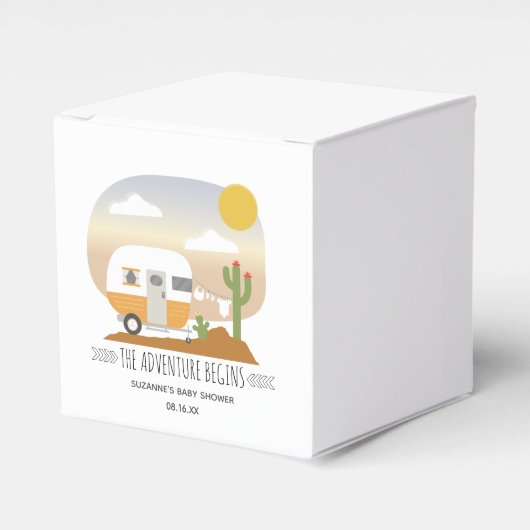 Adventure Oranje Camper Clothesline Baby shower Bedankdoosjes (Voorkant Zijde)