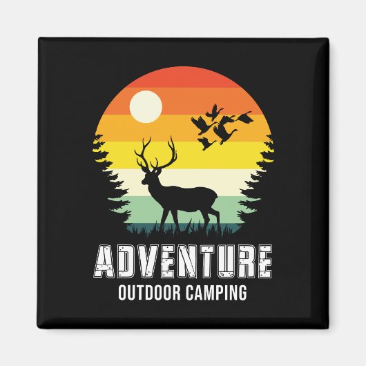 Adventure Outdoor Camping Deer en Bos Magneet (Voorkant)