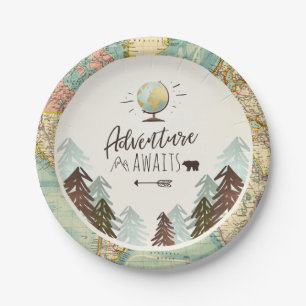 Adventure Paper Borden Travel Wereldkaart Shower Papieren Bordje