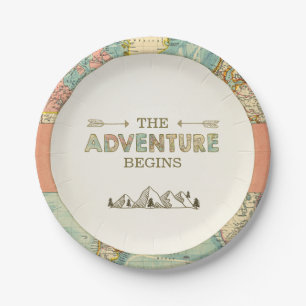 Adventure Paper Borden Travel Wereldkaart Shower Papieren Bordje