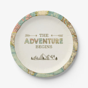 Adventure Paper Borden Travel Wereldkaart Shower Papieren Bordje