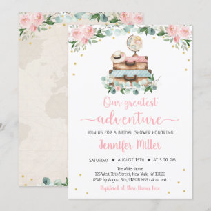 Adventure Pink Gold Floral Travel Vrijgezellenfees Kaart