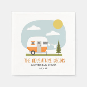 Adventure Retro Oranje Camper Neutraal Baby shower Servet