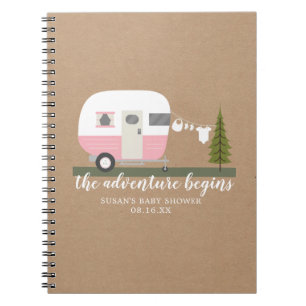 Adventure Retro Trailer Camper Girl Baby shower Notitieboek