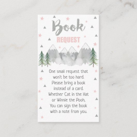 Adventure Roze Book Request Card 3.5 x 2 Informatiekaartje (Voorkant)