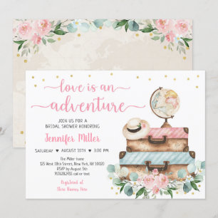 Adventure Roze Floral Travel Vrijgezellenfeest Kaart
