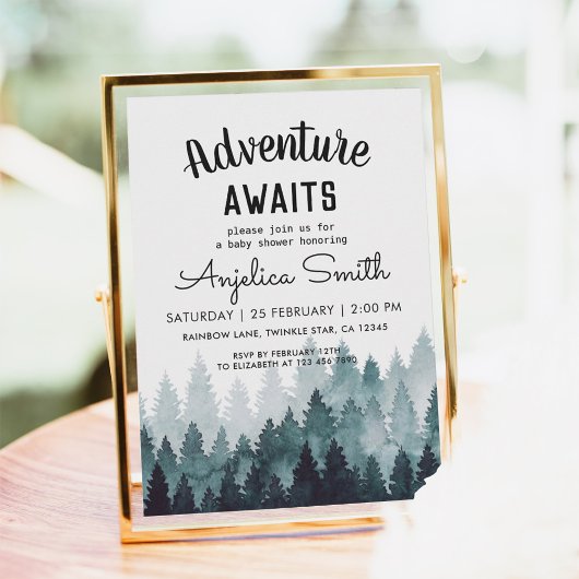 Adventure Rustic Forest Baby shower Kaart