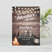 Adventure Rustic Forest Bonfire Lantern Retirement Kaart (Staand voorkant)