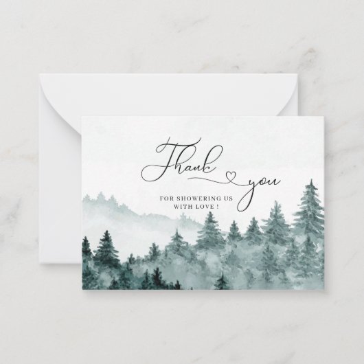 Adventure Rustic Forest Montation Waterverf bedank Notitiekaartje (Voorkant)