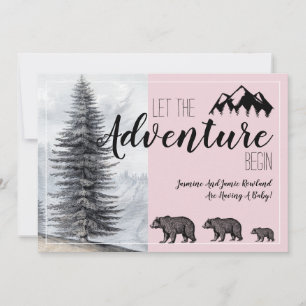 Adventure Rustic Woodland Beer Roze Zwangerschap Kaart