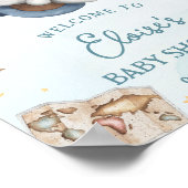 Adventure Schattige Beer Blue Plane Boy Baby showe Poster (Hoek)