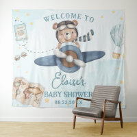 Adventure Schattige Beer Blue Plane Boy Baby showe