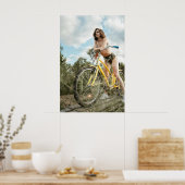 Adventure Spirit - Vrouw met gele fiets Poster (Keuken)