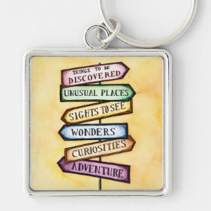 Adventure Street Sign Travel Art Sleutelhanger