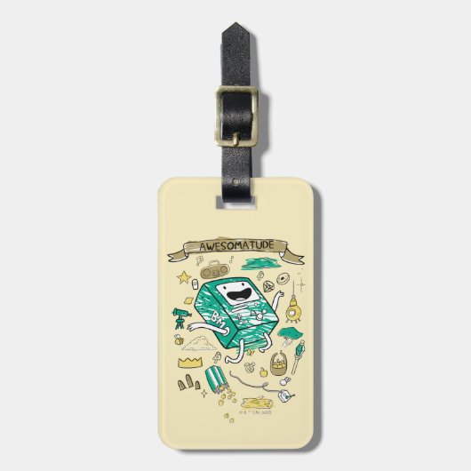 Adventure-tijd | "Awesomatude" BMO-schets Bagagelabel (Voorkant verticaal)