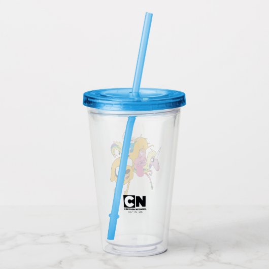 Adventure-tijd | Dame, Bubblegum, Finn & Jake Acryl Drinkbeker (Achterkant)