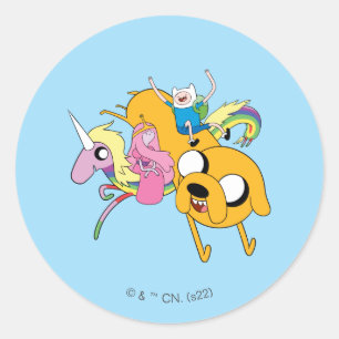 Adventure-tijd   Dame, Bubblegum, Finn & Jake Ronde Sticker