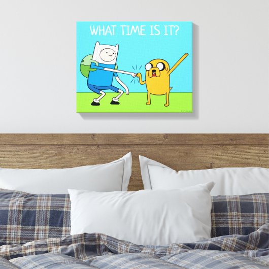 Adventure-tijd | Finn & Jake Fist Bump Canvas Afdruk (Insitu (Slaapkamer))