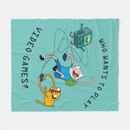 Adventure-tijd | Finn & Jake Play with BMO Fleece Deken (Voorkant (Horizontaal))