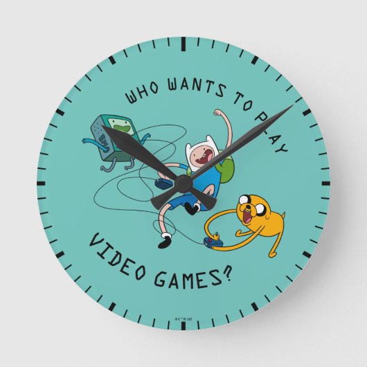 Adventure-tijd | Finn & Jake Play with BMO Ronde Klok (Voorkant)