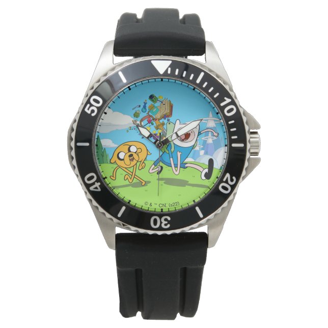Adventure-tijd | Finn's rugzak, avontuurlijk tandw Horloge (Voorkant)