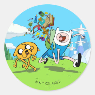Adventure-tijd   Finn's rugzak, avontuurlijk tandw Ronde Sticker