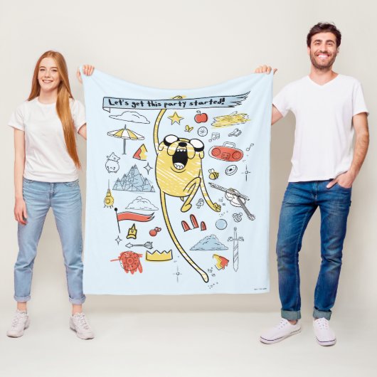 Adventure-tijd | "Party" Jake Sketch Fleece Deken (In situ)